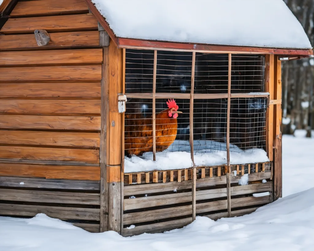 chicken coop with snow